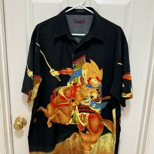 Match One Japanese Anime Samurai Warrior Vintage Y2K Style Shirt Men 2XL